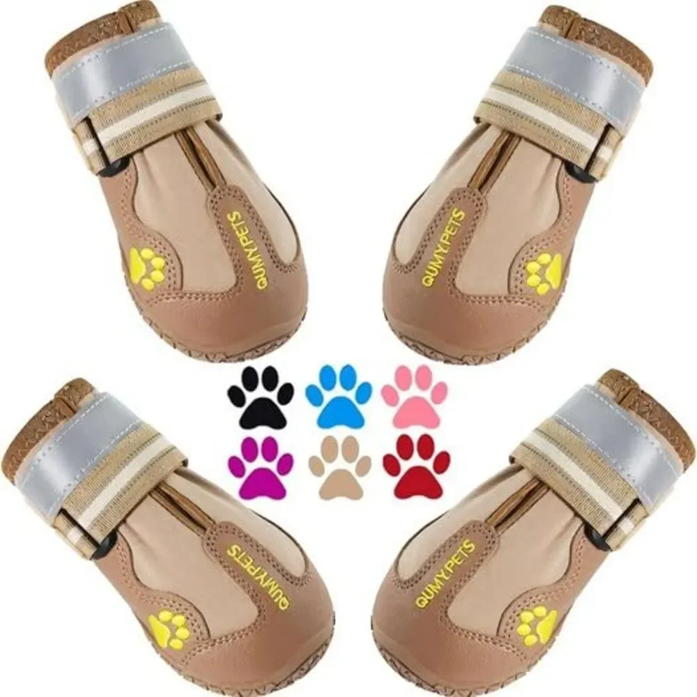 NEW Sz 4 QUMY Dog Shoes for Large Dogs, Medium Dog Boots & Paw Protectors for Wi